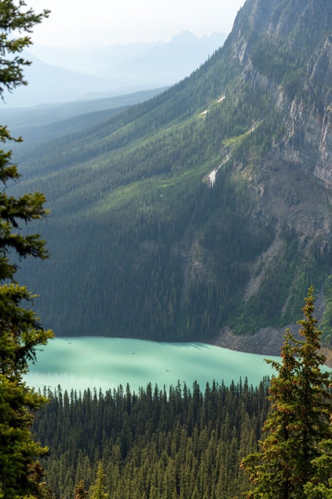 Aerial view of Lake Louise in Banff National Park
