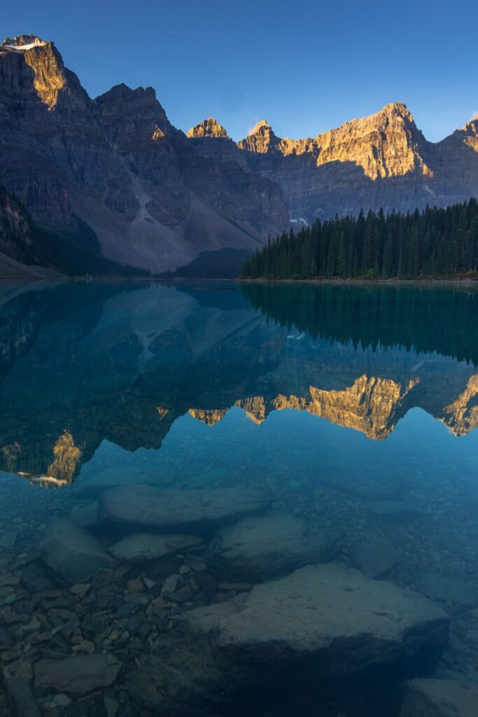 Moraine Lake at sunrise in Banff National Park
